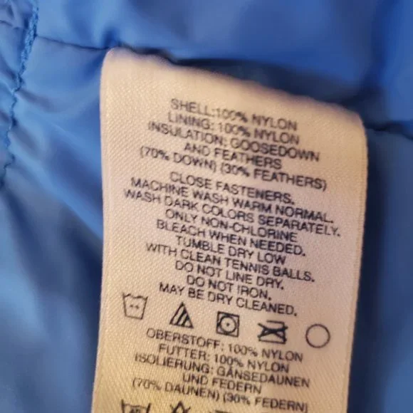 Women's Lands' End Blue Goose Down Puffer Vest Snap Front Pockets Size Medium - Picture 3 of 5